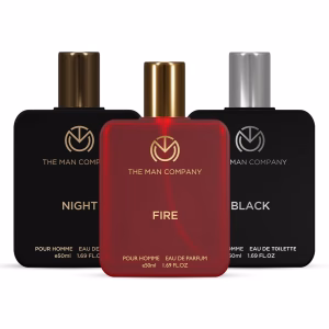 The Man Company Night, Fire and Black Perfume for Man - 50ml, Set of 3 Fragrances | 2EDP & 1 EDT ) | Premium Luxury Long-Lasting Fragrance Spray | Gift for Him | Valentine gift Set for Boyfriend , Husband