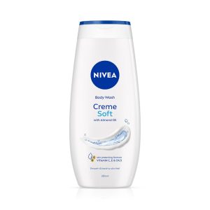 NIVEA Cr?me Soft 250ml Body Wash| Shower Gel with Natural Almond Oil|Clean, Healthy & Moisturized Skin|Microplastic Free