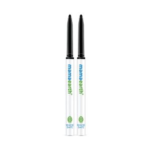 Mamaearth Charcoal Black Long Stay Natural Kajal Pencil With Vitamin C & Chamomile For 11-Hour Smudge-Free Stay - 0.35 Gm (Pack Of 2)