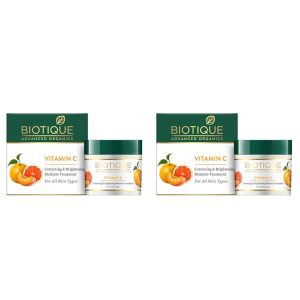 Biotique Vitamin C Correcting and Brightening Non Greasy Face Cream for All Skin Types, 50g | Younge (Pack of 2)