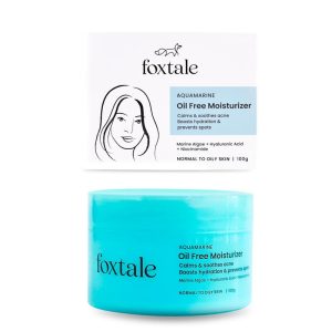 Foxtale Oil-Free Gel Moisturizer for Face | Hyaluronic Acid, Niacinamide, Betaine, Marine Algae| Boosts Hydration, Brightens Skin, Soothes Acne| Lightweight for Oily, Acne-Prone Skin |Men & Women-100g