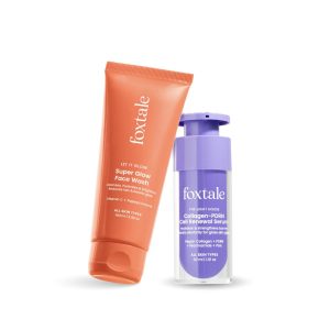 Foxtale Glow & Brighten Duo | Super Glow Face Wash + Collagen-PDRN Cell Renewal Serum | Detans, hydrates, plumps & firms | For all skin types | Suitable for For Men & Women