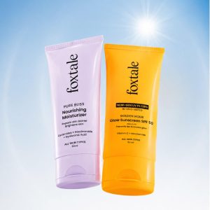 Foxtale Hydrate & Protect Duo | Nourishing Ceramide Moisturizer + Glow Sunscreen SPF 50 | All Day Hydration & Tan Prevention| for Men & Women | Suitable for All Skin Types (50 ml Each)