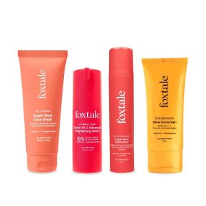 Foxtale Eternal Glow Combo | Super Glow Face Wash + Vitamin C Glutathione Serum + Moisturizer + SPF 50 PA++++ Sunscreen | Cleanses, Brightens, Hydrates & Protects | All Skin Types | Unisex