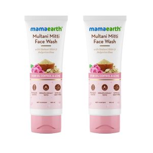 Mamaearth Multani Mitti Face Wash with Multani Mitti & Bulgarian Rose For Oil Control & Acne|Suits All Skin Types|Hydrating & Gentle|Paraben-Free|No Silicones|Sulphate-Free|For Men & Women|100 ml x 2