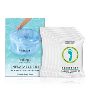 Pedilogix Inflatable Tub For Pedicure & Manicure with 6 Pcs Pedilogix Bubblegum Manicure Pedicure Kit
