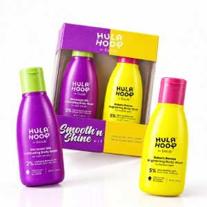 Hula Hoop Body Glow Kit, 50 ml (Pack of 2)|Exfoliating Body Wash & Brightening Body Wash with 2% Salicylic & Lactic Acid|Reduces Body Acne, Smoothens & Brightens Skin|All Skin Types|Men & Women
