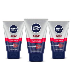 NIVEA Men Acne Face Wash | With Magnolia Bark Extracts for 12Hr Oil Control | Fights Dirt | For Oily Skin 100gm (Pack of 3)