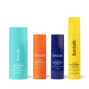 Foxtale Age Defender Routine (Dewy) Skin Care Kit | Retinol Night Serum 30ml + Vitamin C Face Serum 30ml + Cleanser Face Wash 100ml + Dewy Finish Sunscreen 50ml