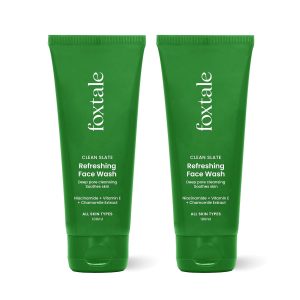 Foxtale - (Pack of 2) Refreshing Face Wash | with Niacinamide and Vitamin E Brightening | hydrating | oil control face wash | Suitable for all skin types | For men & women - 100ml
