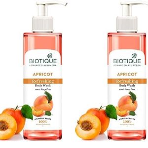 Biotique Apricot Refreshing Body Wash | Keeps Skin Fresh and Clean | Brightens Skin and Reducing Dark Spots | 100% Botanical Extracts | Suitable for All Skin Types | 200ml (Pack of 2)
