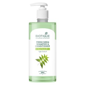 Biotique Fresh Neem Anti Dandruff Shampoo and Conditioner | Controls Dandruff | Eliminates Dryness, Flaking, and Itching | Hair Looks Fresh and Lustrous |Suitable for All Skin Types | 500ml