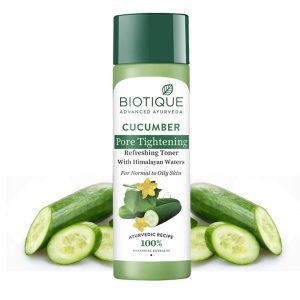 Biotique Cucumber Pore Tightening Toner| Ayurvedic and Organically Pure| Maintains Skin?s Natural pH |100% Botanical Extracts| Suitable for Normal & Oily Skin Types| 120mL