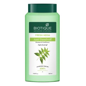 Biotique Fresh Neem Anti Dandruff Shampoo and Conditioner | Controls Dandruff | Eliminates Dryness, Flaking, and Itching | Hair Looks Fresh and Lustrous |Suitable for All Skin Types | 340ml