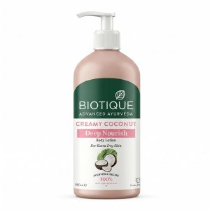 Biotique Creamy Coconut Deep Nourish Body lotion For Extra Dry Skin | Heals, Repairs, and Soothes the Skin | Moisturizing and Skin-Humidifying | 100% Botanical Extracts| All Skin Types | 300ml