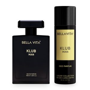 Bella Vita Luxury Hit the KLUB Tonight Combo for Men, Pack of 2 Musk Premium Long Lasting Fragrance Scent Liquid - KLUB EDP 100 Ml & KLUB Body Parfum Deodorant 150 Ml