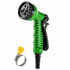 Casa De Amor Garden Hose 7 Pattern High Pressure Nozzle Spray Gun, Pressure Control Valve, 360? Adjustable & Leak Proof, Gardening Washing Water Spray for Plants (Set of 2 with Clamps)