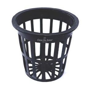 Lightweight Economy Net Pot Cups for Hydroponics and Aquaponics - 2" Diameter Thin Lip Design with Slotted Mesh Sides (Pack of 25) (Black)