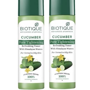 Biotique Cucumber Pore Tightening Toner| Ayurvedic and Organically Pure| Maintains Skin?s Natural pH |100% Botanical Extracts| Suitable for Normal & Oily Skin Types| 120mL (Pack of 2)