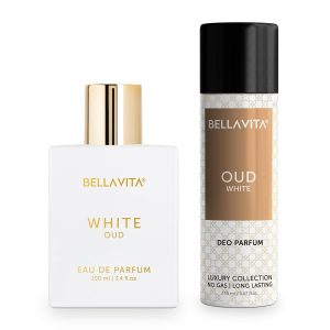 Bella Vita Luxury Oud Combo For Men & Women, Pack Of 2 Premium Long Lasting Fragrance Scent - White Oud Edp 100 Ml & Oud White Body Parfum Deodorant 150 Ml - Sprays For Women
