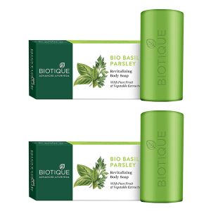 Biotique Basil & Parsley Revitalizing Bathing Bar| Ayurvedic and Organically Pure| Maintains Skin?s Natural pH |100% Botanical Extracts| Suitable for All Skin Types | 150gm (Pack Of 2)