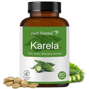 Herb Essential Karela 500 mg, 60 Tablets, Ayurvedic Supplement, Natural
