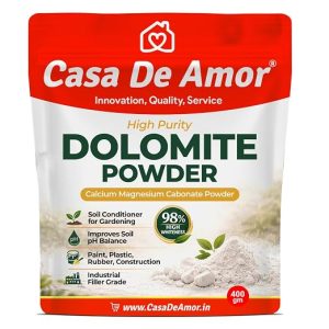 Casa De Amor High Purity Dolomite Powder (98% Whiteness) ? Calcium Magnesium Carbonate | Soil Conditioner for Gardening | Industrial Filler Grade for Paint, Plastic, Rubber & Construction (400 gm)