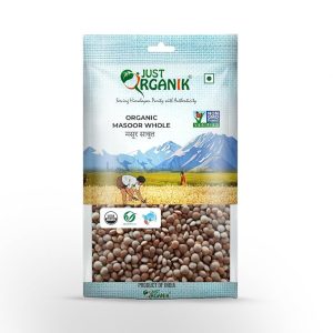 Just Organik – Organic Masoor Whole 500gm,certified Organic | sabut masoor | Healthy pulses | masoor dal | rich in protein | Easy to cook | masoor 500g