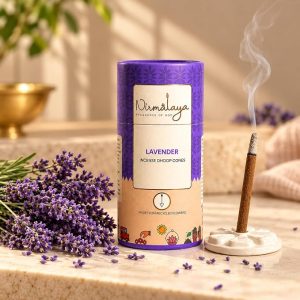 Nirmalaya Premium Lavender Bambooless Dhoop Sticks (40 Sticks) with Ceramic Stand Sacred Temple Flower | 100% Charcoal-Free | for Pooja, Meditation, Yoga & Home Fragrance