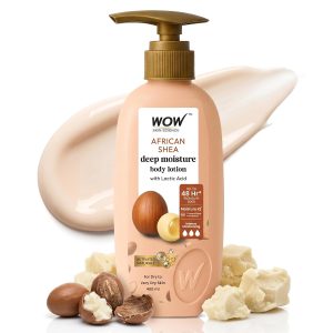 WOW Skin Science Shea Butter With Lactic Acid Body Lotion | Hydrates Very Dry Skin | Long Lasting 48 hrs Moisturization | Smoothens Rough, Flaky Skin | Calms Itchy Skin - 400ml
