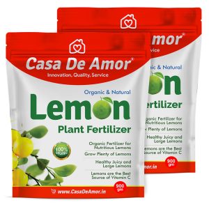Casa De Amor Lemon Plant Organic Fertilizer for Citrus and Lemon Tree Growth and Fruit Yield | Indoor & Outdoor Gardening | 2 Packs of 900 gm