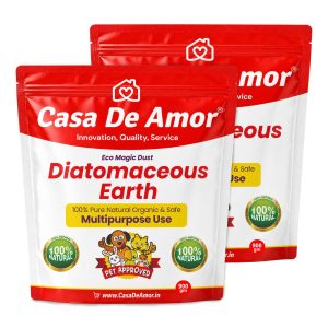 Casa De Amor Diatomaceous Earth Powder 1800 gm ? 100% Natural & Organic Pest Control | Flea & Tick Control for Dogs | Deters Bed Bugs, Ants, Cockroaches | Pet Safe, Odor-Free Home & Garden Protection (2 Packs of 900 gm)