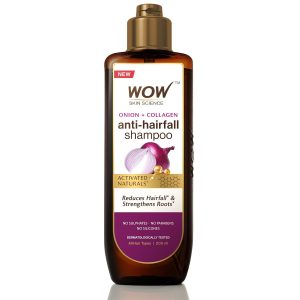 WOW Skin Science Onion & Collagen Anti-Hairfall Shampoo| | Helps Control Hair Fall & Promotes Hair Growth | For Stronger Hair | With Red Onion Seed Oil Extract, Black Seed Oil & Pro-Vitamin B5 |200ml