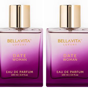 Bella Vita Luxury Date Woman Eau De Parfum Liquid Perfume With Pink Pepper, Jasmine & Vanilla, Premium Long Lasting Floral & Fruity Fragrance For Women, 100ml (Pack Of 2)