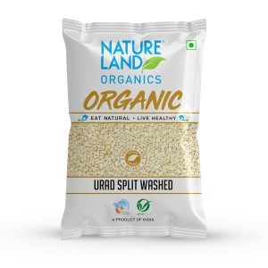 Natureland Organics Urad Dal/Split Washed 500 Gm - Organic Healthy Pulses