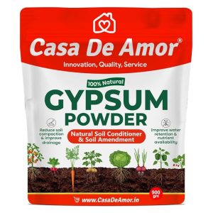 Casa De Amor Gypsum Powder for Plants | Natural Soil Conditioner & Soil Amendment for Lawn, Garden, Pots & Farming | Improves Soil Structure & Root Growth (900 gm)