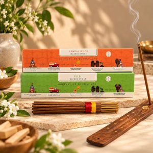 Nirmalaya Sandalwood & Tulsi Incense Sticks 80 Sticks | 100% Natural Charcoal-Free Agarbatti from Sacred Temple Flowers | Organic Handmade for Pooja, Meditation, Yoga & Aromatherapy