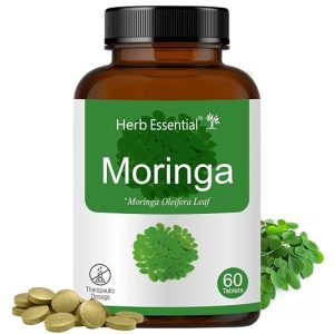 Herb Essential Moringa Tablets 500mg, 60 Count, Ayurvedic Herbal Supplement