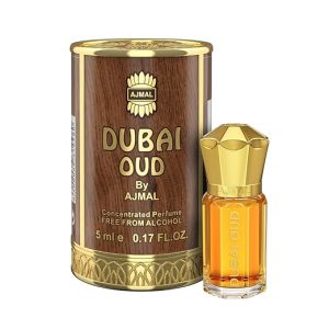 Ajmal Dubai Oud Attar | Ambery & Woody Fragrance | Unisex Non-Alcoholic | Long Lasting Attar Men & Women - 5 ML