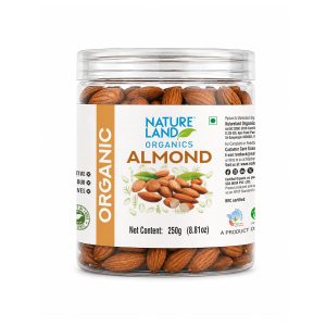 Natureland Organics Almonds 250 Gm, Healthy Organic Dry Fruits