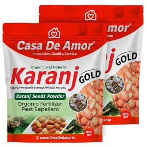 Casa De Amor Karanj Seed Powder | Organic Plant Food & Natural Pest Repellent | Enriches Soil & Protects Against Pests & Fungi | 2 Packs of 900 gm