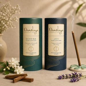 Nirmalaya Premium Serene & Joy Bambooless Dhoop Sticks (80 Sticks) with Ceramic Stand Sacred Temple Flower | 100% Charcoal-Free | for Pooja, Meditation, Yoga & Home Fragrance
