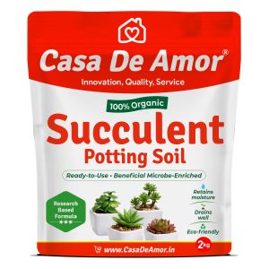 Casa De Amor Succulent & Cactus Potting Soil ? 100% Organic Ready-to-Use Mix for Succulents & Cacti ? Fast Drainage, Balanced Nutrition ? 2 kg