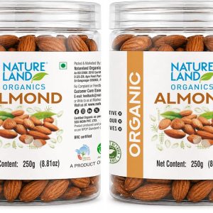 Natureland Organics Almonds 250 Gm, Healthy Organic Dry Fruits (Pack of 2)