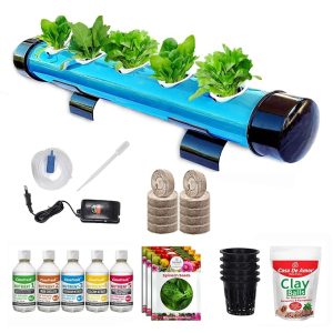 Casa De Amor Hydroponics Kit for 5 Plants Home, Garden, Small Balconies, nutrients & All Essentials to Start Growing Plants Indoor & Outdoor hydroponic Gardening (Set of 1) (Sky Blue)