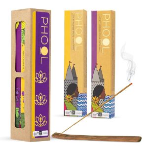 Phool Luxury Incense Meditation Combo Pack ? Natural Incense Sticks (Nagchampa & Patchouli), 80 Organic Charcoal-Free Agarbatti, Pack of 2, Free Wooden Stand, Yoga & Pooja