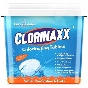 Casa De Amor Clorinaxx Swimming Pool Water Purifier Tablet Chlorine TCCA 90, 200 gm Tablets - 5 Tablets (1 Kg)