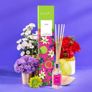 Phool Ruby Reed Diffuser Set ? 30ml Guava & Floral Fragrance | Meditation & Aromatherapy | Strong & Long-Lasting, Smokeless Air Freshener for Home, Bedroom, Office | House Warming Gifts